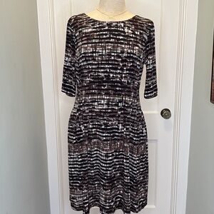 Short Sleeve Brown Pattern Dressbarn Dress Perfect 4 Office, Worship, Sz 10